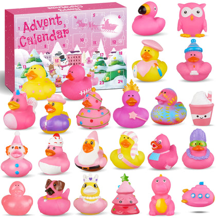 Rubber Duck Advent Calendar 2023, 24 Days of Countdown Christmas Gifts for Girls, Toddlers 1, 2, 3, 4 Year Old, 4-12 Kids, Adults, Duckie Bath Toys for Baby Shower Party Favors, Advent Calendars 2023