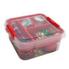Simplify 5 Compartment Gift Supply Storage Box | 2 Tier Box | Red | Clear Top Lid | Dimensions: 9.5