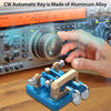 CW Key Automatic Morse - Morse Code Keyer Morse Telegraph Key Lambic Double Paddle Morse Code Key Aluminum Alloy CW Morse Code Key Square-Shaped Base - Blue Gold