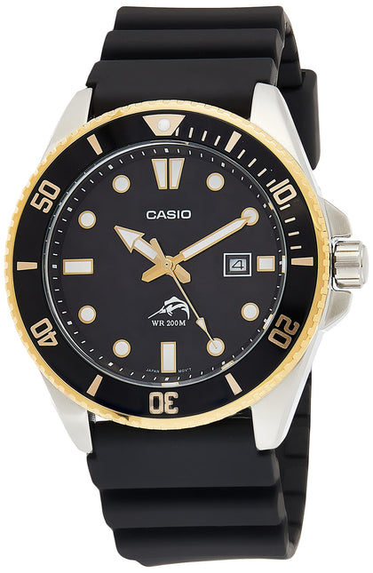 Casio Men's Diver Inspired Stainless Steel Quartz Watch with Resin Strap, Gold, 25.6 (Model: MDV106G-1AV)