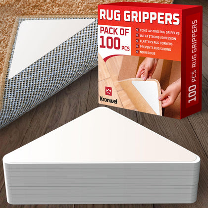 40 Pack Rug Gripper for Hardwood Floors and Area Rugs - Double Sided Carpet Tape Non Slip Rug Stickers Pads for Corner - Stop and Non Slide Rug for Wood and Tile Floors - Prevent Sliding & Moving Pad