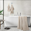POLYTE Oversize, 60 x 30 in., Quick Dry Lint Free Microfiber Bath Towel Set, 6 Piece (Beige, Waffle Weave)
