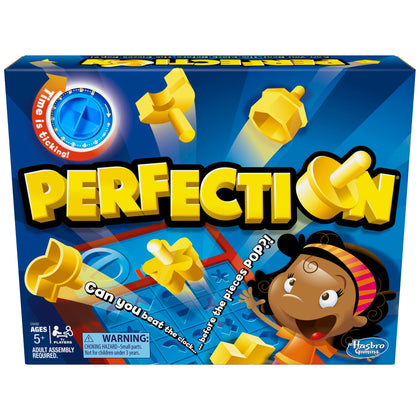 Hasbro Gaming Perfection Game for Preschoolers and Kids Ages 5 and Up, Popping Shapes and Pieces, Preschool Board Games for 1 or More Players