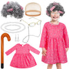 Yaomiao 8 Pcs Old Lady Costume Set for Girls 100th Day of School Toddler Old Grandma Costume Accessories for Girls 100 Days(5-6 Years, Elegant)