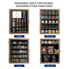 DecoWoodo Military Challenge Coin Display Case with HD Glass Door- 5 Rows Medal Display Case Cabinet Rack Shadow Box with Removable 2 Grooves Shelves Poker Chips Coin Holder for Collectors, Rust Brown