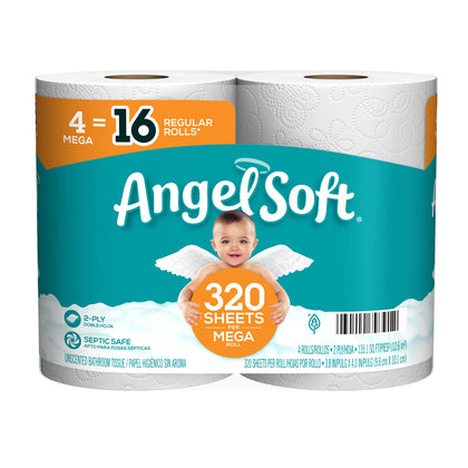 Angel Soft® Toilet Paper, 4 Mega Rolls