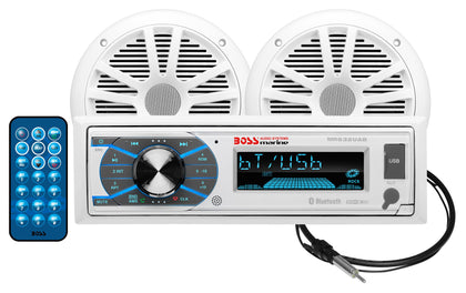 BOSS Audio Systems MCK632WB.6 Bluetooth Car Stereo Receiver with USB Port, 90W Dual Cone Speakers, Color Illumination, Weatherproofing, Media Playback, and Detachable Front Panel