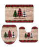 Zadaling Merry Christmas 3-Piece Bath Rug Mat Sets,Buffalo Plaid Farm Xmas Tree Snowflake Pine Tree Absorbent Non-Slip Bathroom Doormat Runner Rugs, Toilet Seat Cover, U-Shaped Toilet Floor Mat,Large