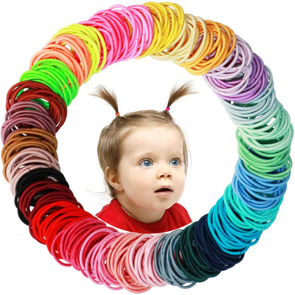 200PCS Small Hair Ties,No Crease Baby Hair Ties,Elastic Hair Ponytail Holder Hair Accessories for Baby Girls Infants Toddlers Kids