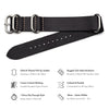 Benchmark Basics Leather Watch Band - Zulu Crazy Horse Oiled Leather One-Piece Watch Strap - 18mm Black