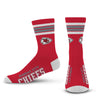 For Bare Feet NFL 4 Stripe Deuce Crew Sock, Kansas City Chiefs, Medium