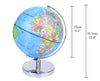 Exerz Illuminated World Globe 9.1-inch Diameter Metal Base - Political Map (Day) Constellation Globe (Night) - 2 in 1 Light up Cable Free LED lamp