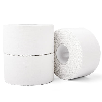 (3 Pack) White Athletic Sports Tape, Very Strong Easy Tear No Sticky Residue Tape for Athlete & Sport Trainers & First Aid Injury Wrap,Suitable for Bats,Tennis,Gymnastics & Boxing?1.5in X 35ft?
