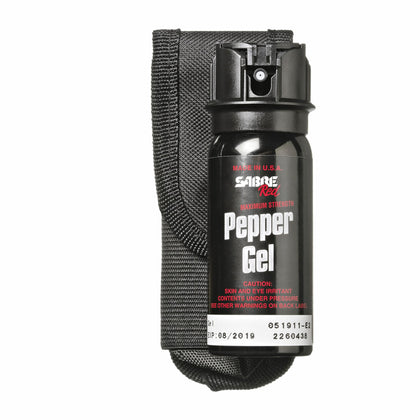 SABRE Tactical Pepper Gel With Belt Holster For Easy Carry, Maximum Police Strength OC Spray, Quick Access Fast Flip Top Safety, Tactical Design For Security Professionals, 18 Bursts