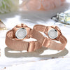 MASTOP Swiss Brand Couple Watch Men Women Stainless Steel Rose Gold Mesh Strap Waterproof Watches (White)