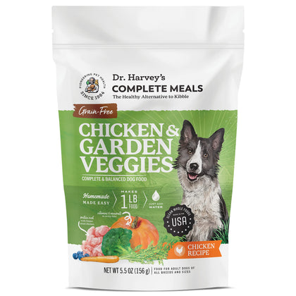 Dr. Harvey's Chicken & Garden Veggies Dog Food, Human Grade Grain-Free Dehydrated Food for Dogs with Freeze-Dried Chicken, Trial Size (5.5 Oz)