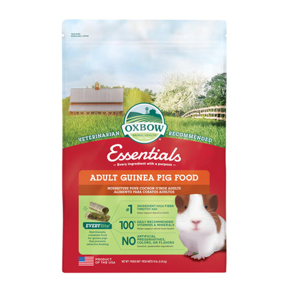 Oxbow Essentials Adult Guinea Pig Food - All Natural Adult Guinea Pig Pellets - No Seeds, Fruits, or Artificial Ingredients- Made in the USA -Veterinarian Recommended- 10 lb.