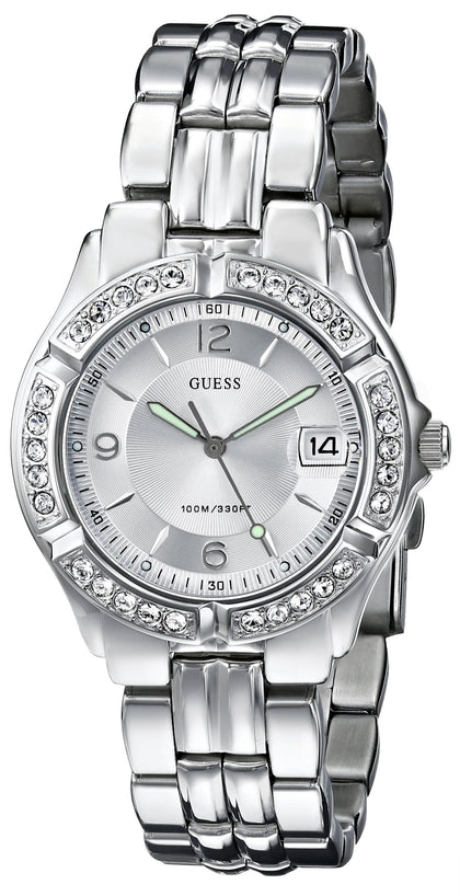 GUESS Silver-Tone Bracelet Watch with Date Feature. Color: Silver-Tone (Model: G75511M)