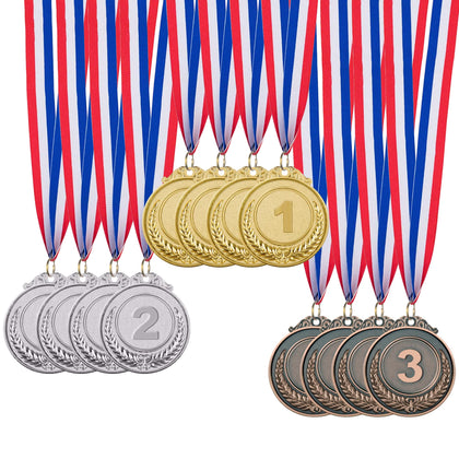 IHPUKIDI 12 Pieces Gold Silver Bronze Award Medals, Olympic Style Winner Medals Gold Silver Bronze Prizes for Sports, Competitions, Party Favors, 2 Inches
