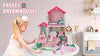 Mini Tudou Dollhouse Dreamhouse for Girls, Doll House with Lights, Play Mat and Dolls, DIY Building Pretend Play House with Accessories Furniture and Household Items,Playhouse for Girls 3-12 (3 Rooms)