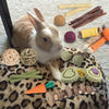 YIXUND Rabbit Toys Guinea Pig Toys Hamster Toys Bunny Toys 18Pcs Natural Timothy Hay Sticks Apple Wood Sticks Chinchilla Toys for Teeth Care Handmade