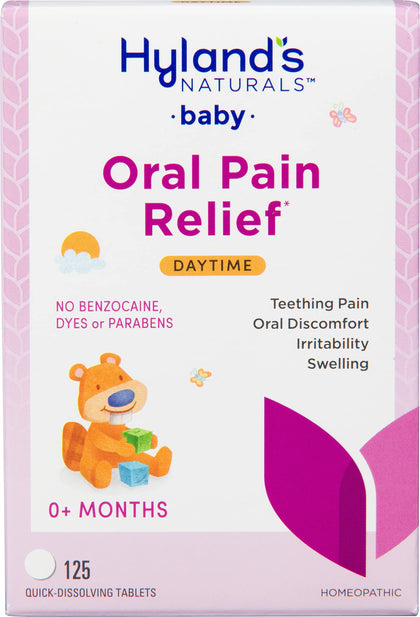Hyland's Naturals Baby Daytime Soothing Tablets with Chamomilla, Natural Relief of Oral Discomfort, Irritability, and Swelling, 125 Count ( Packaging may Vary )