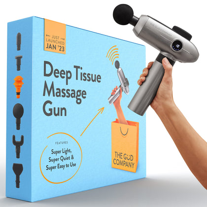 THE GÜD COMPANY Body Massager - Quiet, Deep Tissue Percussion, Pain Relief, Lightweight, Portable | Includes Carry Case and 6 Heads