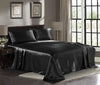Satin Sheets Queen [4-Piece, Black] Hotel Luxury Silky Bed Sheets - Extra Soft 1800 Microfiber Sheet Set, Wrinkle, Fade, Stain Resistant - Deep Pocket Fitted Sheet, Flat Sheet, Pillow Cases