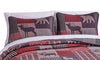 Rugs 4 Less Rustic Log Cabin Lodge Quilted Grey Charcoal Deep Red Reversible Plaid Bear Patchwork Bedspread Coverlet Bedding Set - Plaid Bear (Full Queen),Grey,red