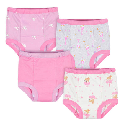 Gerber Baby Girls Infant Toddler 4 Pack Potty Training Pants Underwear Lavender and Pink 3T