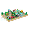 Melissa & Doug 17-Piece Wooden Take-Along Tabletop Railroad, 3 Trains, Truck, Play Pieces, Bridge Wooden Train Sets For Kids Ages 3+ - FSC-Certified Materials