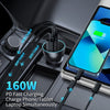 160W USB C Car Charger, Baseus Type C Car Charger, QC5.0 PD3.0 PPS 3 Ports Super Fast Charging Car Phone Charger Adapter for iPhone 15 14 13 Pro, Samsung S22 iPad MacBook Pro