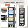 Pipishell 6-Shelf Hanging Closet Shelves, Hanging Shelf Organizer for Closet with 3 Removable Drawers & Side Pockets, 6-Tier Hanging Shelves for Bedroom or Garment Rack (Dark Gray)