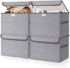 Bagnizer Large 22 Quart Linen Fabric Foldable Storage Bin Cube Organizer Basket with Flip-Top Lid & Handles, Clothes Blanket Box for Home, Office, Closet, Gray, 4 Pack 14.6 x 9.5 x 9.5