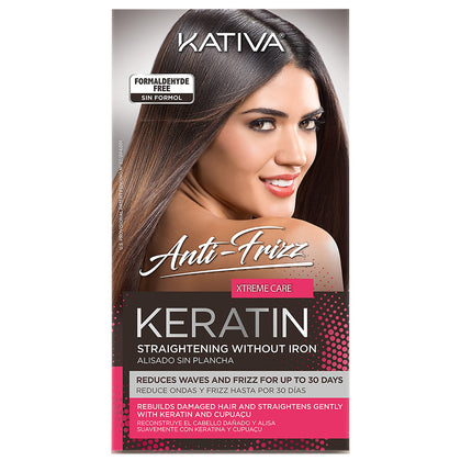 Kativa Anti-Frizz Xtreme Care, Home Use Straightening Treatment, Rebuild Damaged Hair and Straighten Waves and Frizz with Keratin and Cupuaçu, Paraben Free, Cruelty Free, Formaldehyde Free