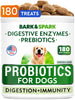 Bark&Spark Dog Probiotics & Digestive Enzymes (Gut Health) Allergy & Itchy Skin - Pet Diarrhea Gas Treatment Upset Stomach Relief, Digestion Health Prebiotic Supplement Tummy Treat (180Ct Chicken)