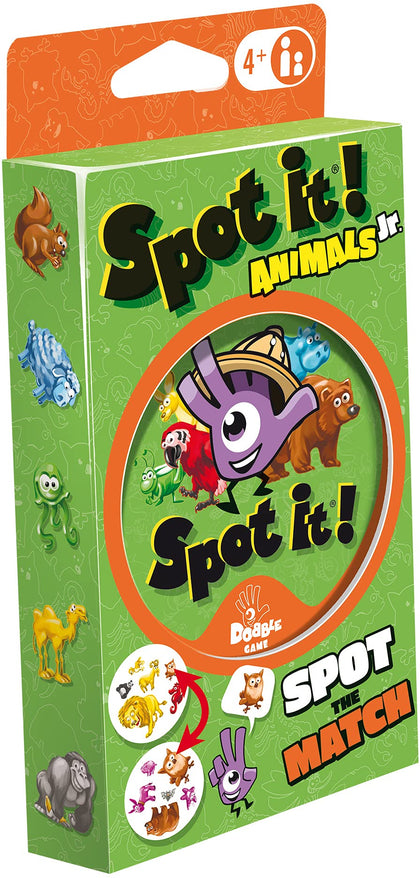 Spot It! Animals Junior Card Game (Eco-Blister)| Matching Game | Fun Kids Game for Family Game Night | Travel Game for Kids | Ages 4+ | 2-5 Players | Avg. Playtime 10 Mins | Made by Zygomatic