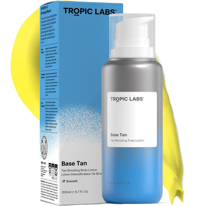TROPIC LABS Base Tan, Tan Boosting Body Lotion - Hydrating Tan Accelerator Lotion For Rapid Tanning. Dark Browning Lotion Vacation Essentials For Women & Men 6.7oz