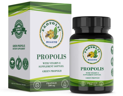 Propolis Health Propolis Capsules 1000mg-Daily with Vitamin E Per 2 Capsules - Brazilian Green Propolis Extract - Immune Booster 50 Days Supply Propolis Capsules