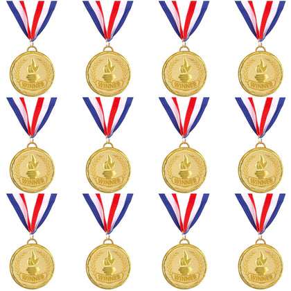 Caydo 12 Pieces Gold Medals Winner Medals for Awards for Kids and Adults for Sports Events, Competitions, Parties, 2 Inch