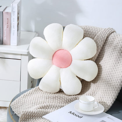SHINUOER Flower Floor Pillow, Daisy Flower Throw Pillow Cute Flower Floor Plush Pillow Seating Cushion for Couch Sofa Reading Room Decor(15.7'',White)