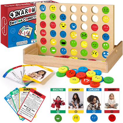 Garybank Social Emotional and Feelings Learning Activities - Connect 4 Games & 56 Emotion Cards, Social Skills Emotional Regulation Toys for Toddlers, Play Therapy Materials for Counselor Kids