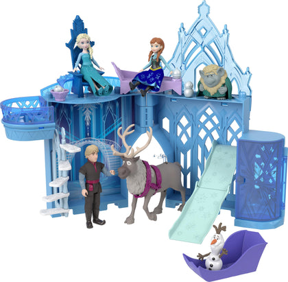 Disney Frozen by Mattel Toys, Elsa Stackable Castle Doll House Playset with Small Doll and 8 Pieces, Inspired by the Movies, Kids Travel Toys