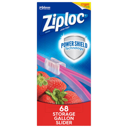 Ziploc Gallon Food Storage Slider Bags, Power Shield Technology for More Durability, 68 Count