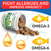 Omega 3 for Dogs - 180 Fish Oil Treats for Dog Shedding, Skin Allergy, Itch Relief, Hot Spots Treatment - Joint Health - Skin and Coat Supplement - EPA & DHA Fatty Acids - Salmon Oil - Bacon