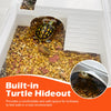 AZV Turtle Tank Habitat Kit, Aquatic Tortoise Starter Enclosure with Hideout, Multi Function Area, Basking Platform Light, Drainage, Plant, Water Pump Filter, Aquarium Tank for Reptiles Turtles Crabs