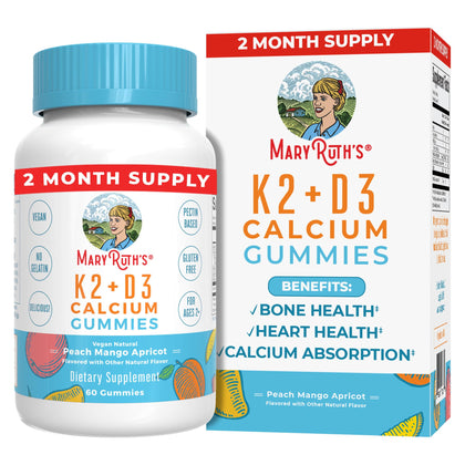 MaryRuth's Calcium with Vitamin D3 & Vitamin K2 | 2 Month Supply | Calcium Supplement | Bone Support | Calcium with Vitamin D3 K2 Gummies | Vegan | Gluten Free | 60 Count
