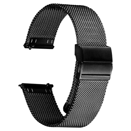 JIEANTE Stainless Steel Mesh Watch Band for Mens Women, Quick Release Mesh Watch Straps 18mm 20mm 22mm 24mm ?18mm Black?