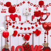 41Pcs Valentines Day Party Decoration Kit with 1 Valentine Banner 4 XO Garland Banner 12 Hanging Swirls 6 Paper Fans 4 Pompms 2 Love Balloons 12 Sequin Balloons Valentines Party Supplies Home Decor