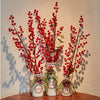 Wortour Artificial Christmas Vase 3-Piece Set Flocked with Mixed Xmas Decorations Ceramic White Bottles (White)